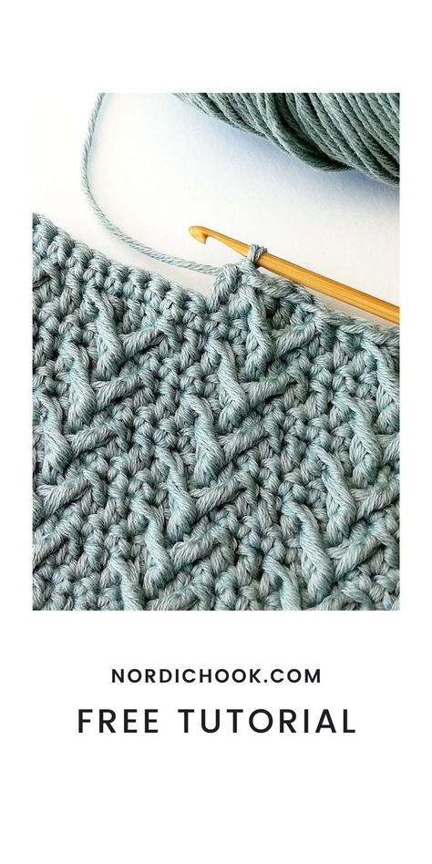 This free crochet stitch tutorial shows how to make the vertical fishbone stitch step-by-step. It includes detailed photo instructions. This crochet stitch is a repeat of two rows. The fabric turns out quite dense and it has a gorgeous texture of vertical fishbones! Easy Crochet Stitches For Beginners, Crochet Zig Zag, Fishbone Stitch, Crochet Stitch Tutorial, Crochet Throw Pattern, Crochet Stitches Free, Crochet Knit Stitches, Easy Crochet Stitches, Stitch Tutorial