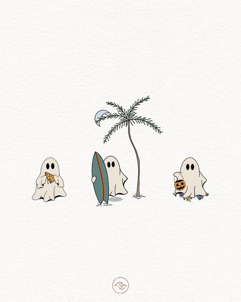 Just a trio of cheeky ghosties gettin’ up to mischief 👻 . #halloweenillustration #ghosties #ghostillustration #illustrationartistsofinstagram #illustrationartists #surflove #surfillustration #halloween247 #halloween2024 #graphicdesignerlife Beachy Halloween, Aesthetic Crafts, Pumpkin Paint, Beach Tattoo, Paint Night, Halloween Illustration, Halloween Painting, Halloween 2, Illustration Artists