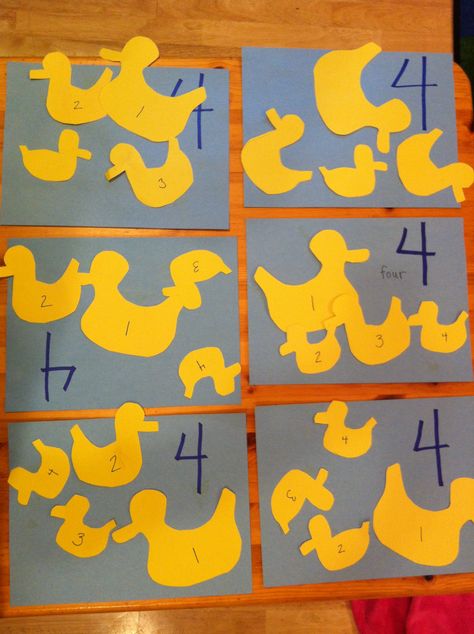 Number 4. Art. Four yellow ducks. Preschool Number 4 Preschool Crafts, Number Art For Toddlers, Number 4 Activities For Toddlers, Number 4 Crafts For Toddlers, Number 4 Crafts For Preschoolers, Number 4 Activities For Preschool, Number 4 Craft, Number Crafts For Toddlers, Ducks Preschool