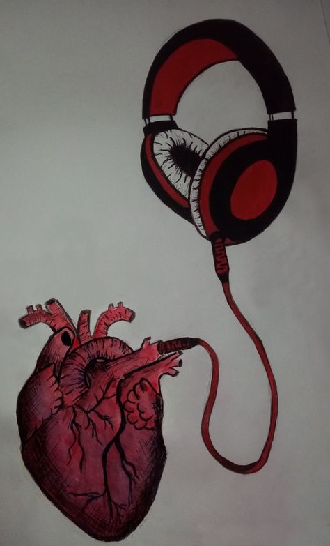 Headphones Sketch, Headphone Sketch, Cool Screensavers, Headphones Drawing, Horror Drawing, Heart Illustration, Cute Clay, Book Art Drawings, Realistic Drawings