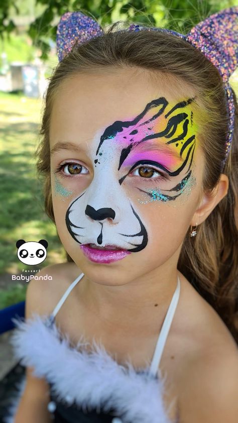 Zoo Animal Face Paint Easy, Parrot Face Paint, Jungle Animal Face Paint Easy, Rave Face Paint, Face Painting Jungle Animals Easy, Animal Face Paint, Jungle Theme Face Painting, Rainbow Cheetah Face Paint, Dark Crystal Movie