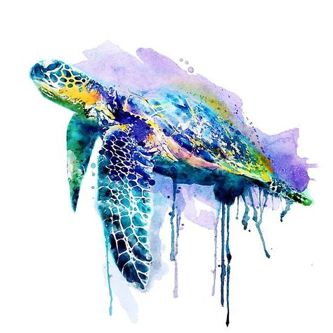 Sea Turtle Watercolor Painting, Watercolor Sea Turtle, Sea Turtle Watercolor, Sea Turtle Painting, Turtle Watercolor, Sea Turtle Art, Turtle Tattoo, Turtle Painting, Turtle Art