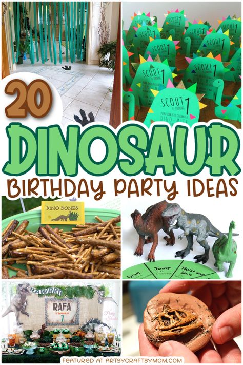 20 Ideas For An Amazing Dinosaur Themed Party for kids – Take a look at the coolest ideas for decorations, printables, games, party foods, cakes and more. Is your child’s birthday around the corner and you’re confused what theme to follow this year? How about throwing a prehistoric birthday bash for the little paleontologist in hands? Dinosaur Dessert Table For Kids, Dinosaur Birthday Party Crafts, Dino Party Favors Goody Bags, Backyard Dinosaur Birthday Party, Dino Ranchers Birthday Party, Dino Snacks For Party, Lego Dinosaur Party, Adopt A Dinosaur Party Favor, Dinosaur Goody Bag Ideas