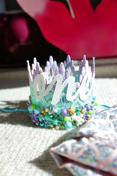 One-Der the Sea! | CatchMyParty.com Aquarium First Birthday Party, One-der The Sea Birthday, Onder The Sea Birthday Girl, Under The Sea 1st Birthday Girl, One Der The Sea First Birthday, Oneder The Sea 1st Birthday, One Der The Sea, Sea Birthday Party Ideas, Fishing Themed Birthday Party