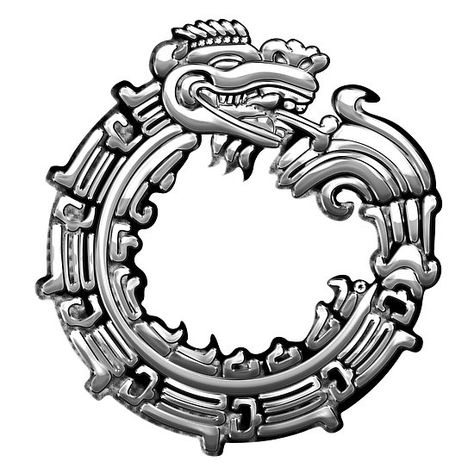 Aztec Serpent Quetzalcoatl 3d [Silver] " by Captain7 | Redbubble ... Mythology Gods And Goddesses, Aztec Serpent, Quetzalcoatl Tattoo, Aztec Mythology, Aztec Temple, Aztec Drawing, Mayan Tattoos, Aztec Tattoos, Feathered Serpent