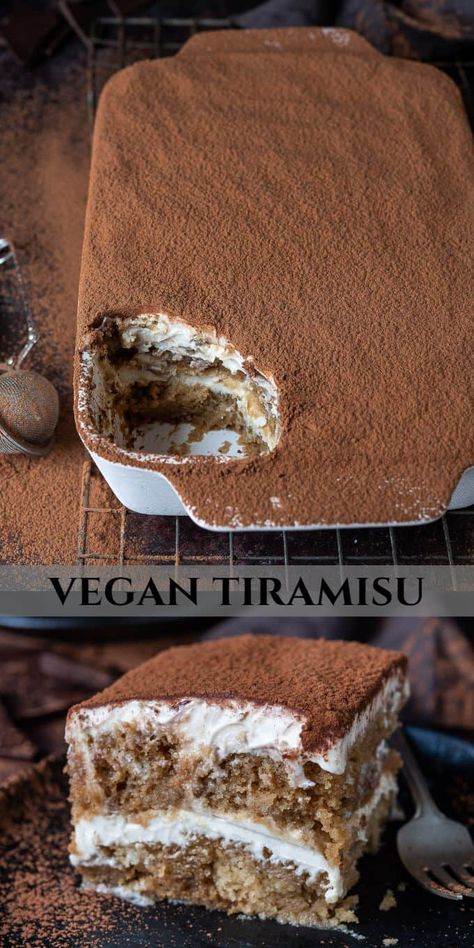 Vegan Terimasu, Best Vegan Baking Recipes, Easy Vegan Tiramisu, Christmas Vegan Dessert Recipes, Easy Vegan Tiramisu Recipe, Vegan Cake Gluten Free, Gf Df Vegan Dessert, Vegan Baked Meals, Vegan Espresso Cake