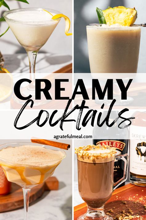 Discover a world of creamy cocktails for every season from spring and summer drinks to fall and winter. Indulge in Baileys cocktails, Skrewball peanut butter whiskey, whipped cream vodka, and coconut cream-based creations. Savor a Snickers latte or dive into coffee cocktails. Refresh with a Pina Colada, Pumpkin Mudslide, or Lemon twist, and celebrate with a Pecan Pie or Orange Creamsicle Martini. Cheers to easy drink recipes all year round! Maple Vodka Drinks, Vanilla Alcoholic Drinks, Creamy Vodka Drinks, Six And Twenty Carolina Cream Drink Recipes, Vanilla Whiskey Drinks, Cream Drinks Alcohol, Butter Pecan Moonshine Cocktails, Creamy Alcoholic Drinks, Creamy Cocktail Recipes