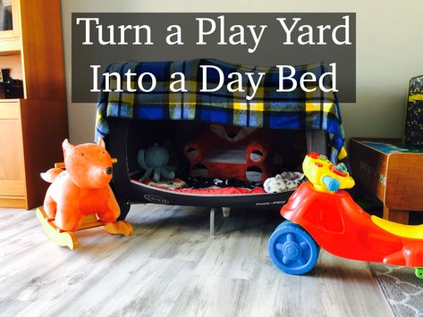 Reuse Playpen Ideas, Repurposed Pack N Play, Pack N Play Repurpose Diy, Pack And Play Repurpose Diy, Diy Play Yard, Pack N Play Toddler Bed, Play Tent Diy, Toddler Play Tent, Cubby Bed