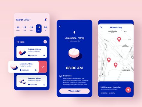 Medication Reminder by Olha Vdovenko for GogoApps on Dribbble Medication Reminder, To Do App, Ui Ux 디자인, Medical App, Web Design Mobile, Mobile App Design Inspiration, App Interface Design, Mobile Ui Design, App Design Inspiration