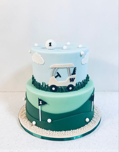 Golf Themed First Birthday Cake, First Birthday Golf Cake, Hole In One Birthday Cake, Hole In One Cake, Golf Smash Cake, Golf Smash Cake Baby Boy, Hole In One First Birthday Cake, Golf Birthday Cake, Golf Themed Cakes