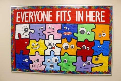 School Therapy Bulletin Boards, Social Awareness Bulletin Board, Alike And Different Bulletin Board, Bulletin Board Ideas For Therapists, Counseling Board Ideas, Fccla Bulletin Board Ideas, Yearly Bulletin Board Ideas, Enrichment Bulletin Board, Emotion Bulletin Board Ideas