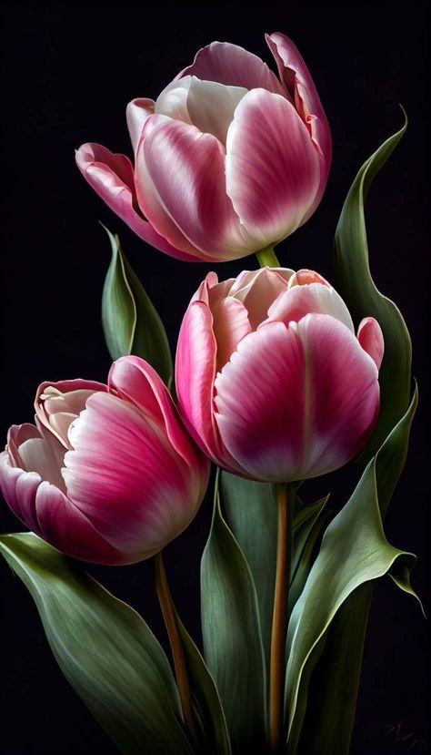 Tulip Painting, Dance Paintings, Flower Painting Canvas, Lovely Flowers Wallpaper, Flower Art Images, Flower Phone Wallpaper, Still Life Art, Beautiful Flowers Pictures, Digital Art Illustration