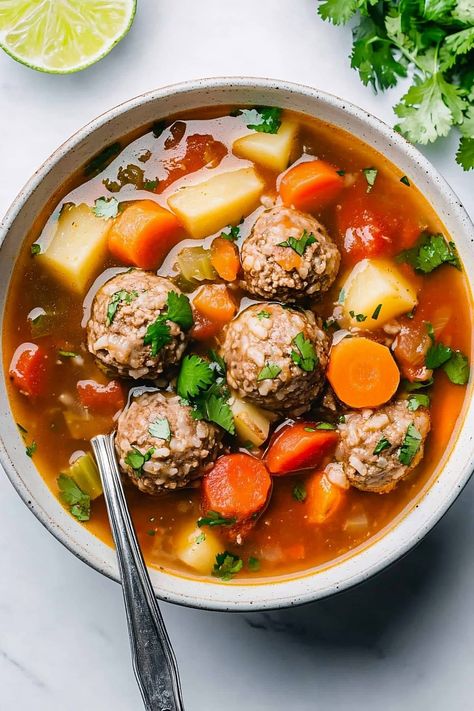 Abondagus Soup Crockpot, Easy Abondagus Soup, Easy Albondigas Soup Recipe Simple, Abongidas Soup, Abondagus Soup Recipe, Authentic Albondigas Soup, Easy Albondigas Soup Recipe, Albondigas Soup Recipe Mexican Authentic, Abondagus Soup