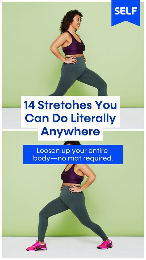 Here are 14 standing stretches worth adding to your routine that will loosen up your entire body. Daily Stretching Routine Flexibility, Standing Leg Stretches, Standing Stretches At Work, Standing Stretches For Flexibility, Standing Stretching Exercises, Flexibility Stretches For Beginners, Standing Stretches, Yoga Strap Stretches, Leg Stretches