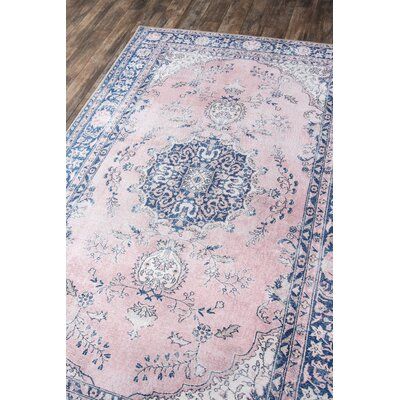 This rug features old-world charm and high-end design that is awakened by over-dyed, rich colors. The masterful, sharp design is complemented by hand-stitched edges and a soft backing, for a refined and timeless look that is at home in a myriad of spaces. Rug Size: Rectangle 2' x 3' | White Area Rug - Charlton Home® Neptune Power Loom Pink / Blue Rug Polyester in White, Size 24.0 W x 0.25 D in | Wayfair Pink And Blue Rug, Family Room Rug, Coffee Table Rug, Pink Area Rug, Old World Charm, Traditional Area Rugs, White Rug, Beige Rug, Pink Rug