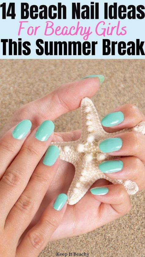 Trending Pedicure, Beach Gel Nails, Beach Nails Vacation, Beach Manicure, Beach Nail Ideas, Attractive Nails, Beachy Nail Designs, Beach Toe Nails, Vacation Nail Designs