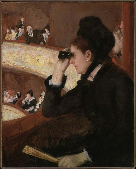 In the Loge | Mary Stevenson Cassatt | American | 1878 | oil on canvas | Museum of Fine Arts, Boston | Acc #: 10.35 Edmund Dulac, Walter Crane, Pierre Bonnard, Mary Cassatt, Georges Seurat, Amedeo Modigliani, Edouard Manet, Camille Pissarro, American Painting