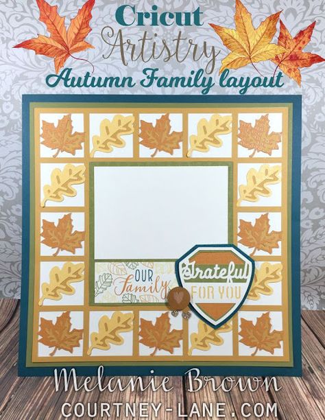 Cricut Artistry Autumn Family layout Wedding Scrapbook Layouts, Autumn Layout, 8x8 Scrapbook Layouts, Scrapbook Examples, Fall Scrapbook Layouts, Family Layout, Scrapbook Design Layout, Beautiful Scrapbook Layouts, Baby Scrapbook Pages