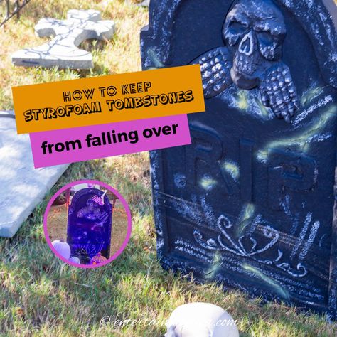 Diy Tombstones Halloween Outdoor, Halloween Headstone, Tombstone Diy, Halloween Gravestones, Halloween Cemetery, Halloween Tombstones, Grave Decorations, Fall Halloween Crafts, Halloween Painting