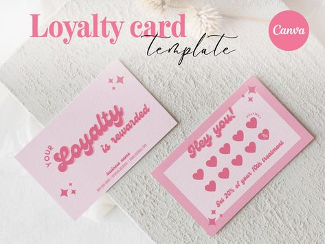 ✨ 💅 Looking for a RETRO PINK loyalty card for your salon or small business? 💅 ✨ Create a beautiful loyalty card for your salon/small business. This loyalty card template is perfect for every beauty business. This customer loyalty card can be used... Business Suites Decor, Loyalty Cards Ideas Beauty Salons, Nail Tech Punch Cards, Client Loyalty Cards, Nail Tech Cards Salon Business, Loyalty Cards Nails, Cute Loyalty Card, Salon Loyalty Cards, Punch Cards Business