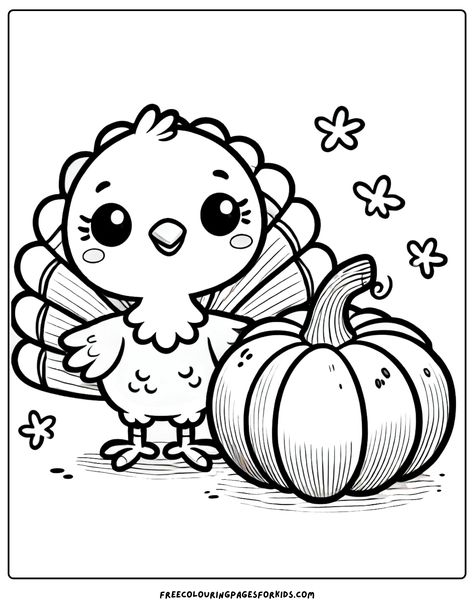 a happy turkey standing tall beside a big, vibrant pumpkin, making it the perfect autumn-themed activity Bluey Thanksgiving Coloring Pages, Free Kids Thanksgiving Printables, Thanksgiving Free Coloring Pages, Thanksgiving Color Sheets Free Printable, Coloring Pages For Thanksgiving, Thanksgiving Coloring Pages For Toddlers, Cute Thanksgiving Coloring Pages, Thanksgiving Coloring Sheets Free, Turkey Coloring Pages Printables