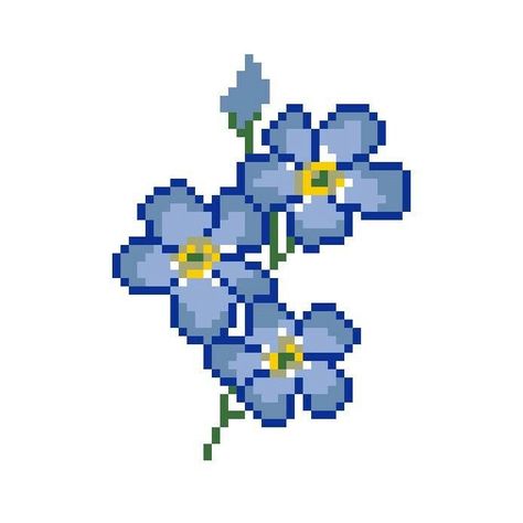 Blue Pixel Art Icon, Feather Pixel Art, Pixel Icons Aesthetic, Cute Pixel Icons, Blue Flower Icon, Pixel Drawing Aesthetic, Pixel Art Plants, Pixel Emotes, Flower Icon Png