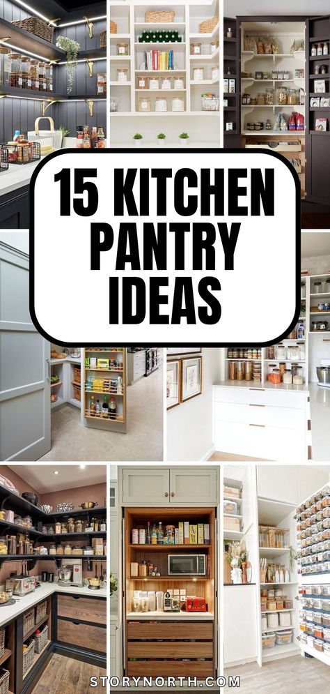 Save this pin for innovative ways to transform your kitchen pantry into a functional and stylish area! Discover smart storage solutions and design ideas to elevate your space. #KitchenPantry #HomeDecorIdeas #OrganizationTips Small Custom Pantry Ideas, Small Kitchen Closet Ideas, Corner Pantry Ideas Small Kitchen, Small Pantry Cabinet Ideas, Tiny Pantry Ideas, Bifold Pantry Doors, Pantry Ideas For Small Kitchen, Moody Pantry, Pantry Interior Design