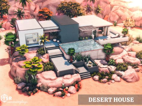 The Sims Resource - Desert House | gallery Oasis Springs Sims 4, Sims 4 Oasis Springs House, Oasis Springs House, Sims 4 Base Game House, Sims 4 Oasis Springs, House Design Concept, Desert Luxe, Sims 4 Base Game, Sims 4 Loft