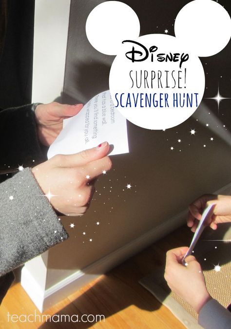 Do you want to surprise your kids with a fun Disney vacation? Try this super fun Disney surprise scavenger hunt!! Kids will go crazy when they figure it out! #teachmama #vacation #travel #activity #activitiesforkids #kidsactivities #games #gamesforkids #family Surprise Disney Trip Reveal, Disney Trip Reveal, Disneyland Surprise, Scavenger Hunt Ideas, Disney Trip Surprise, Disney Reveal, Disney Surprise, Surprise Vacation, Scavenger Hunt Clues