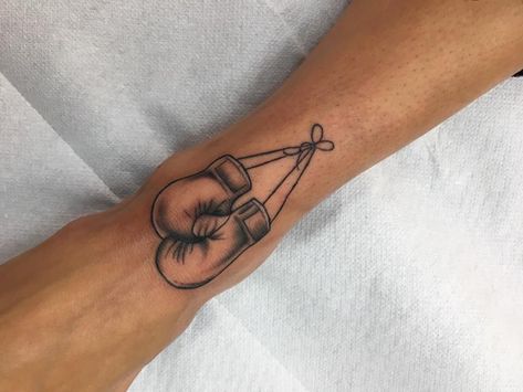 Boxing Glove Tattoo, Bb Tattoo, Boxing Gloves Tattoo, Mama Tattoos, Boxing Tattoos, Card Tattoo Designs, Small Tats, Band Tattoos, Mommy Tattoos