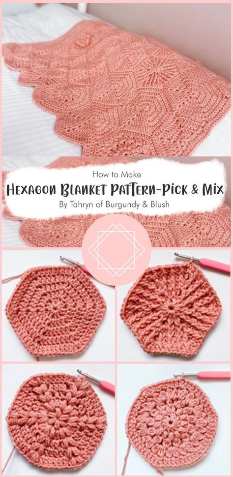 Crochet Blanket Patterns Hexagon, Hexagon Square Crochet Pattern, How To Crochet Hexagons, Honeycomb Granny Square, Hexagon Blanket Crochet Pattern, Hexagonal Crochet Blanket, Hexi Crochet Blanket, Hexagon Afghan Crochet Pattern, Half Hexagon Crochet Pattern