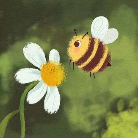 Don’t worry bee happy 🐝 Did @carliannecreates DTIYS wasn’t sure if I was gonna share it but it was fun to relax and do this last night. #carlianne100k #kidlit #kidlitart #illustration #childrensbooks #childrensbookillustration #illustrator Cute Bees Drawings, Bee Graphic Illustration, Cartoon Bees Cute, Beehive Painting Ideas, Cute Bee Illustration, Bee Animation, Daisies Illustration, Bees Drawing, Bumblebee Illustration