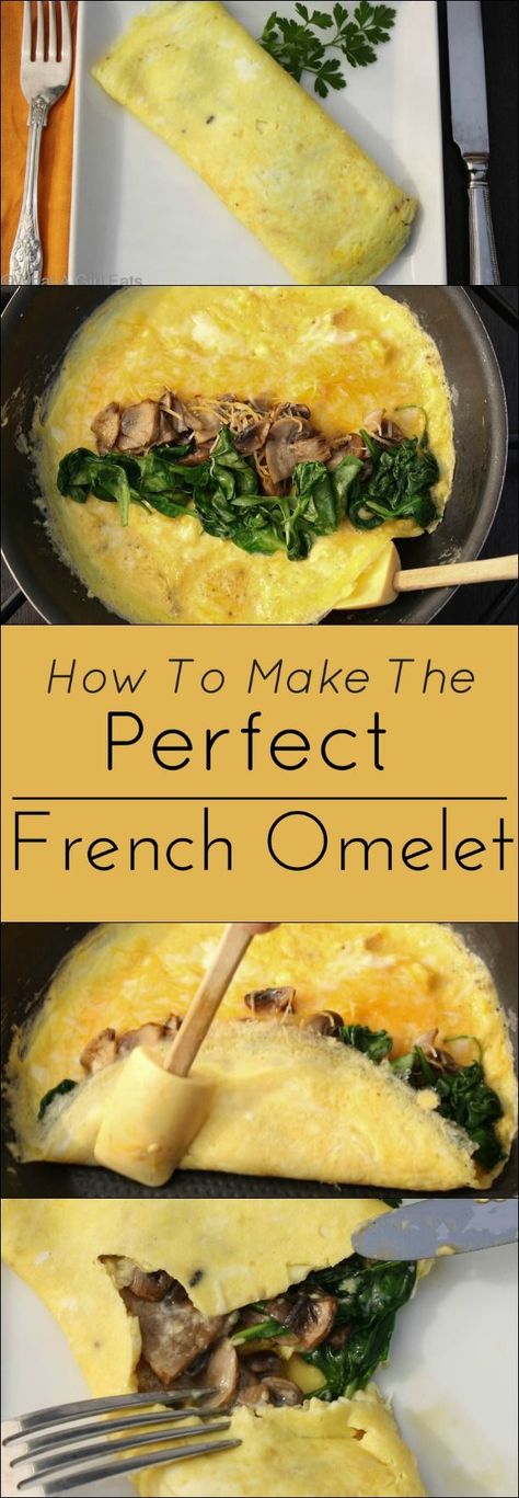 How to make the perfect French omelet. Gluten free and low-carb. Omlet Recipes, Veggie Omelet, Breakfast Eggs, Breakfast Time, Omelet, Lunch Snacks, Deviled Eggs, Breakfast Dishes, Whole 30 Recipes