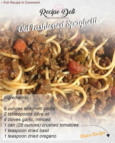 Old Fashion Spaghetti Recipe, Lunch Lady Spaghetti, Old Fashioned Spaghetti Recipe, School Spaghetti Recipe, Old School Spaghetti, Old Fashioned Spaghetti, Recipe Deli, Spaghetti Ingredients, Spaghetti Recipes Easy