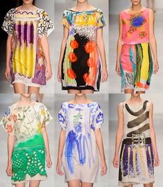 p10 Colourful Fashion, Painted Clothes, Print Trends, Textiles Fashion, Moda Vintage, Fashion Fabric, London Fashion, Fashion Details, Fashion Week Spring