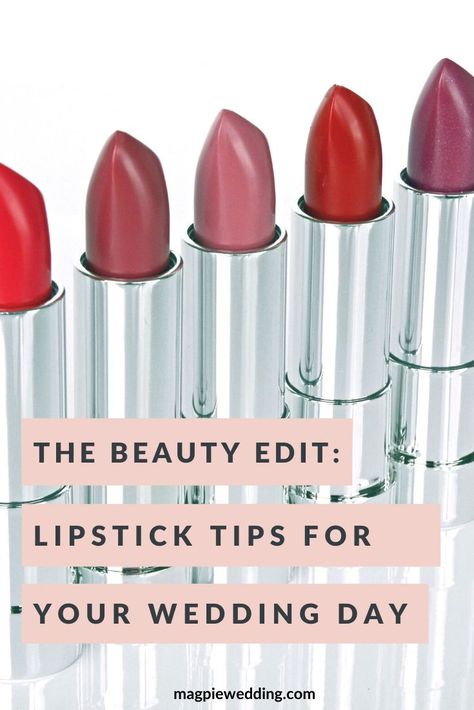 The Beauty Edit: Lipstick Tips And Tricks For Your Wedding Day. Makeup advice, hacks, inspiration for brides, including preparation and choosing the best colour.  #makeup #beauty #lipstick Wedding Skincare Routine, Lipstick Tips, Wedding Skincare, Country Wedding Inspiration, Retro Bride, Makeup Advice, Colourful Wedding, Wedding Day Makeup, Alternative Bride