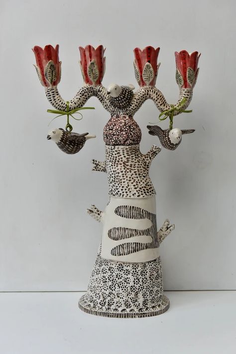 Candelabras | work Ceramic Sculpture Figurative, Pottery Candle Holder, Clay Candle, Contemporary Pottery, Ceramic Art Sculpture, Pottery Candle, Pottery Painting Designs, Hand Built Pottery, Ceramic Candle Holders