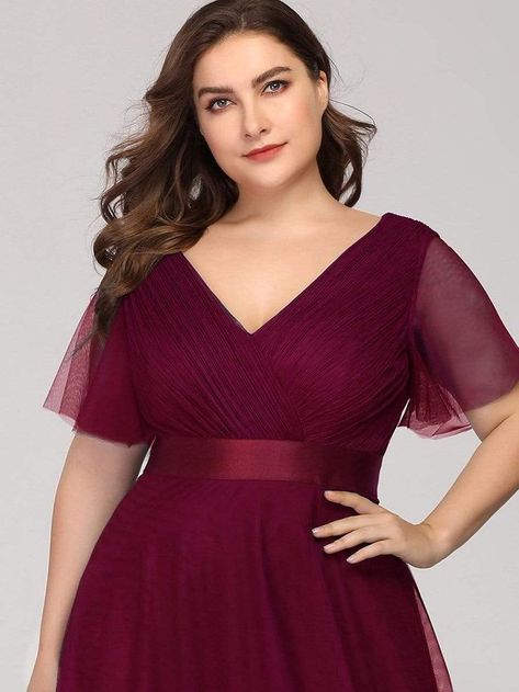 Women's Floor-Length Plus Size Formal Bridesmaid Dress with Short Sleeve country wedding, boracay wedding, wedding tambourine #weddingday #weddingfun #weddingku Wedding Tambourine, Redprom Dresses, Elopment Ideas, Boracay Wedding, Sondra Celli, Mother Photography, Romantic Bridesmaid Dresses, Tulle Bridesmaid Dresses, Short Sleeve Prom Dresses