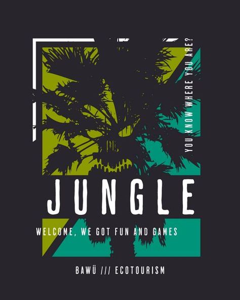 Awesome Shirt Designs, Minimal Typography, Graphic Shirt Design, Desain Buklet, Tiki Art, Graphic Design Infographic, T Shirt Design Template, Tshirt Printing Design, Welcome To The Jungle