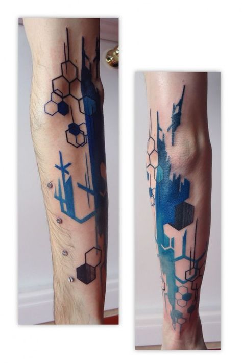 Tattoomagz.com › Tattoo Designs / Ink-Works Gallery Hexagon Tattoos, Hex Tattoo, Linear Tattoos, Industrial Tattoo, Xoil Tattoo, Geometric Tattoo Meaning, Organic Geometry, Biomech Tattoo, Small Geometric Tattoo