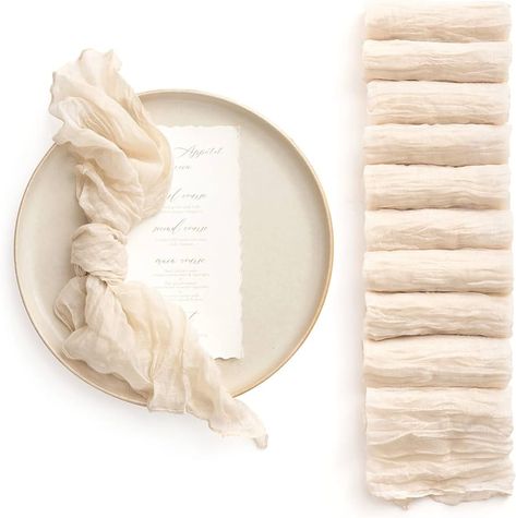 Amazon.com: Ling's moment 10 Pack Gauze Cheesecloth Napkins for Wedding Reception Rustic Boho Table Linen for Holiday Party (Set of 10, Warm Sand) : Home & Kitchen Napkins For Wedding Reception, Dusty Blue And Navy, Cheesecloth Napkins, Wedding Reception Rustic, Napkins For Wedding, Wedding Reception Napkins, Beachy Wedding, Boho Table, Rustic Boho