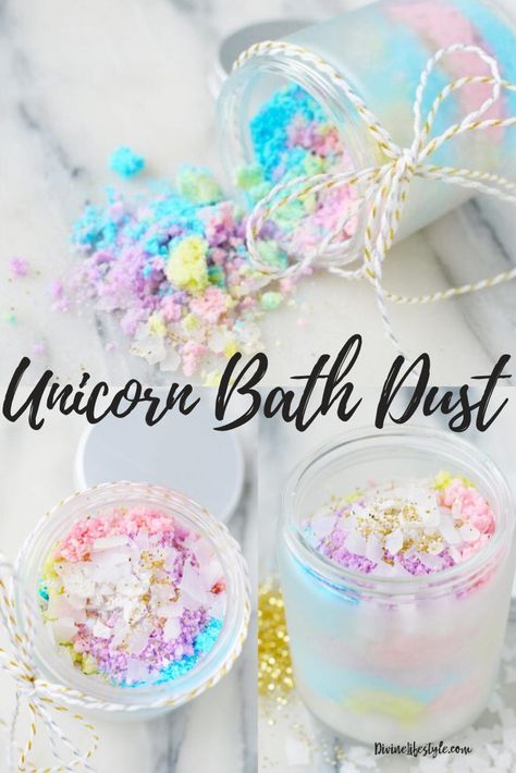 Diy Bath Dust, Bath Crumbles Diy, Bath Confetti Diy, Bath Potions Diy, Bath Bomb Recipe Easy Kids, Diy Bath Bombshell For Kids, Diy Unicorn Gifts, Bath Boms Diy Recipes, Bath Slime