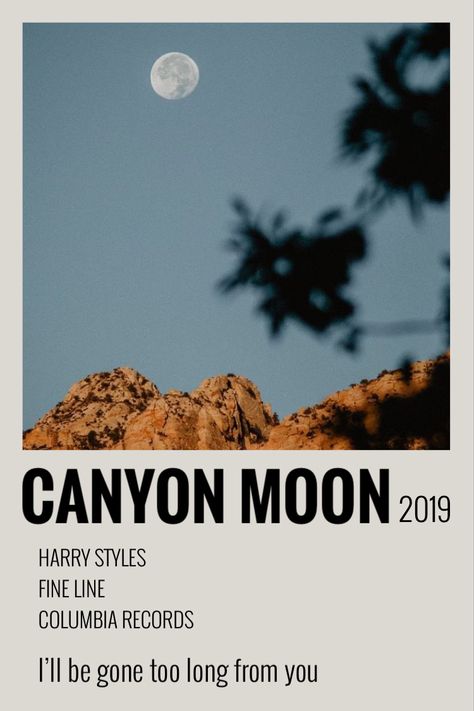 Harry Styles Canyon Moon Polaroid Poster Moon Polaroid, Harry Styles Canyon Moon, Canyon Moon, Hippie Music, Harry Styles Songs, Polaroid Posters, Polaroid Wall, Harry Styles Fine Line, Minimalist Cards