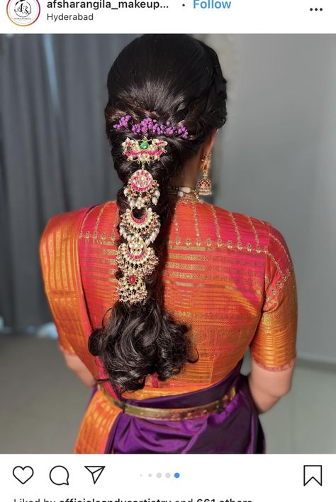 Shobita Dhulipala, Deepshikha Creations, Muhurtham Look, Floral Hairstyle, Gold Jada, Bride Sarees, Simple Bridal Hairstyle, Hair Chart, South Indian Wedding Hairstyles