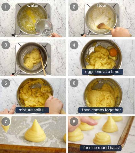 How to make Profiteroles Bite Size Pies, Profiteroles Recipe, Hors Devours, Baking Techniques, Babka Recipe, Savoury Snacks, Homemade Custard, Cocktail Party Food, Small Treats