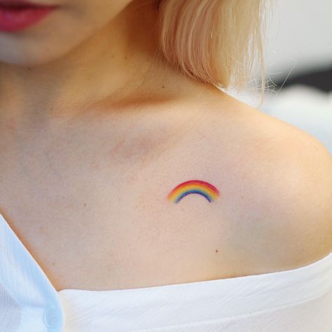 Small Dainty Tattoo, Rainbow Tattoo, Dainty Tattoo, Rainbow Tattoos, Shape Tattoo, Meaningful Tattoos For Women, Small Meaningful Tattoos, Back Of Shoulder Tattoo, Disney Tattoo