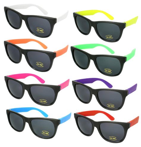 Amazon.com: Edge I-Wear 8 Pack 80's Neon Horned Rim Plastic Sunglasses with 100% UV Protection 5402RA-SET-8: Clothing Beale Street Music Festival, Wedding Favors Sunglasses, Sunglasses Favors, Neon Sunglasses, Wedding Sunglasses, 80s Neon, Party Favors For Adults, Festival Essentials, Party Sunglasses