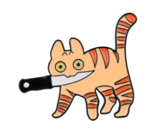 Tiger Striped Cat, Funny Cute Animals, Cat With Knife, Pin Backpack, Knife Drawing, Neat Gadgets, Moth Art, Striped Cat, Soft Aesthetic