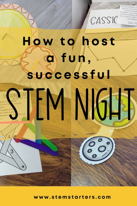 A school-wide STEM Night is a wonderful way to engage your students AND their families in learning stations that are fun and guaranteed to be one of the most fun nights that your school hosts! Students will be begging for a STEM Night every year! Stem Family Night Activities, Family Stem Night At School, Family Steam Night Activities, Stem Family Night Themes, Steam Night Decorations, Steam Night Ideas, School Steam Night, Family Fun Night At School Activities, Steam Fair Ideas