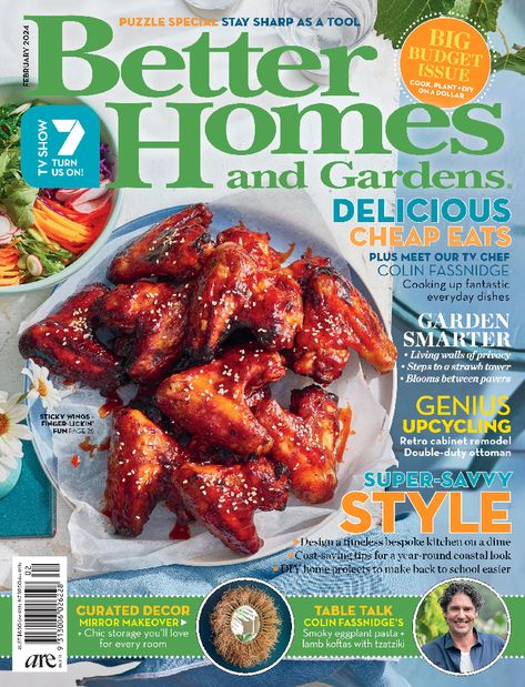 Better Homes and Gardens Australia February 2024 Electronic Journal, Gardens Australia, Comic Wallpaper, Retro Cabinet, Tv Chefs, Cabinet Remodel, Everyday Dishes, Dish Garden, Cheap Eats